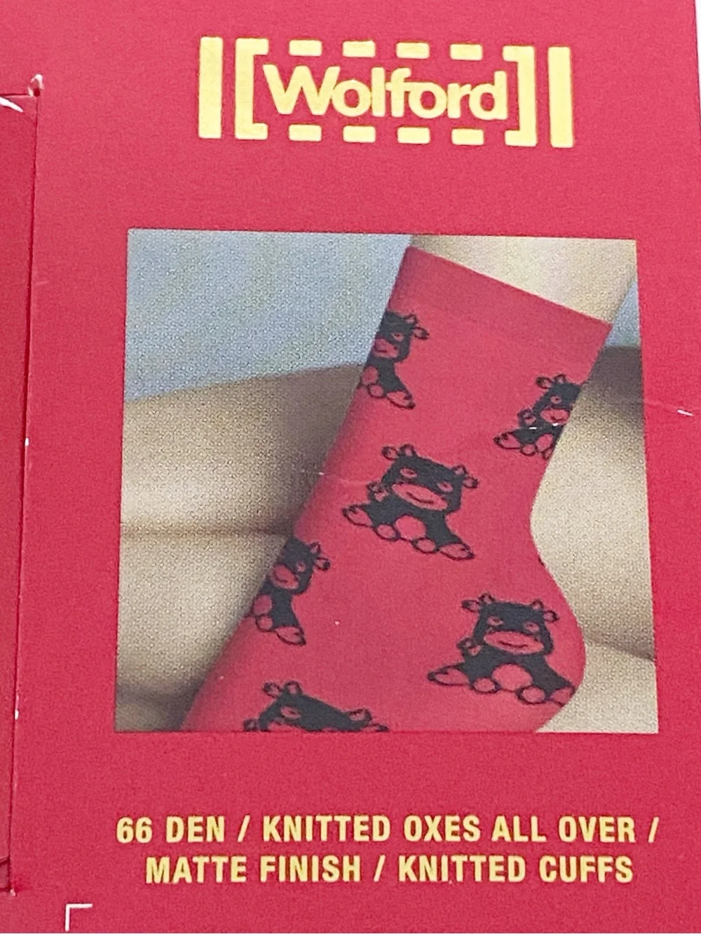 NWT Wolford Chinese New Year Year of the OX socks Red and Black OS